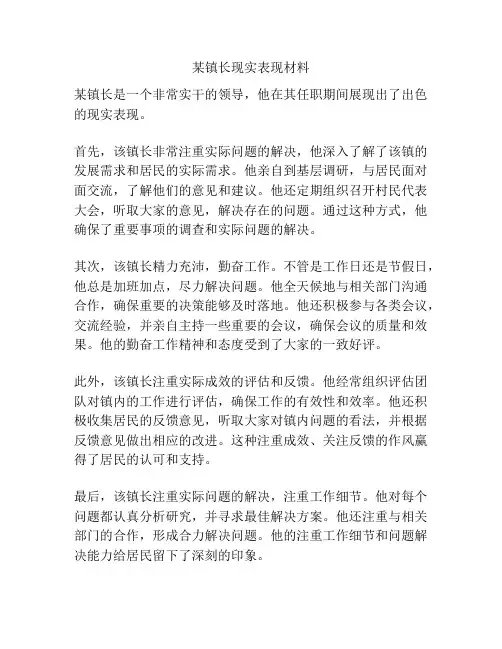 某镇长现实表现材料
