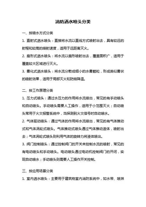 消防洒水喷头分类