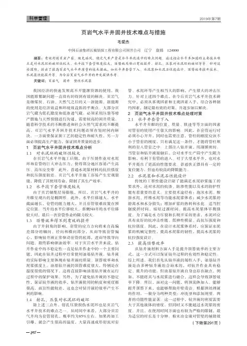 页岩气水平井固井技术难点与措施