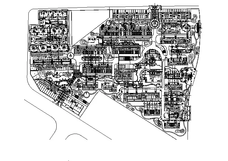 【设计图纸】小区景观园林-分区定位平面图(精美CAD图例)