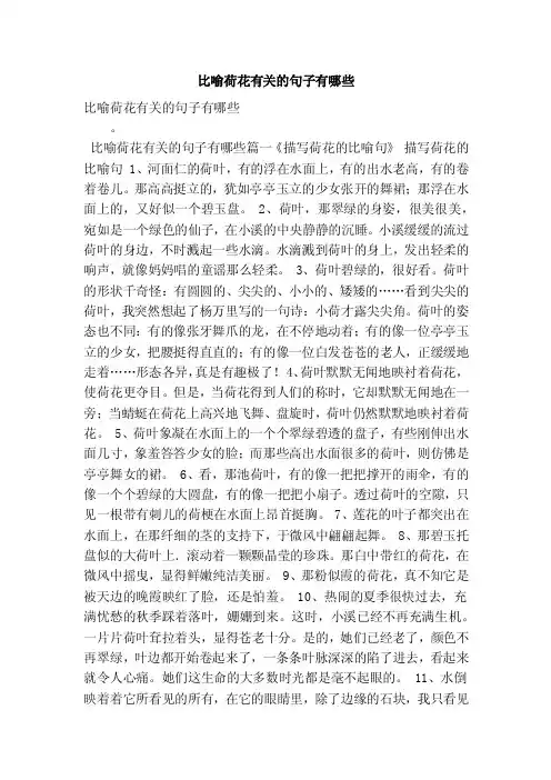 比喻荷花有关的句子有哪些（最新版）