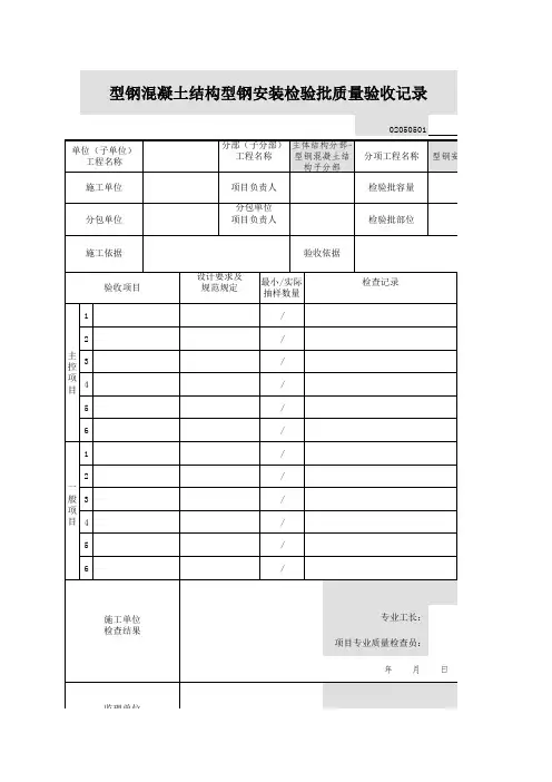 型钢砼结构型钢安装检验批