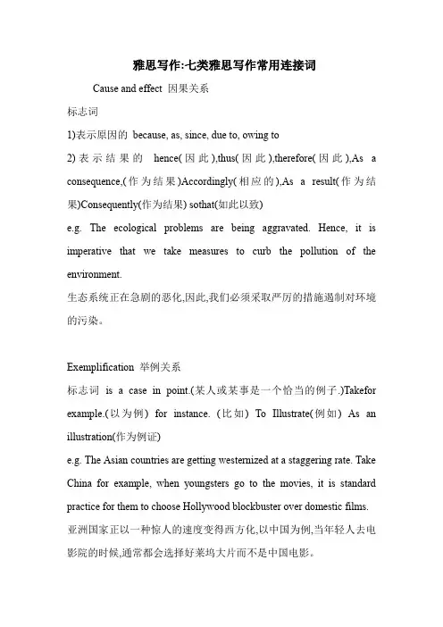 雅思写作-七类雅思写作常用连接词