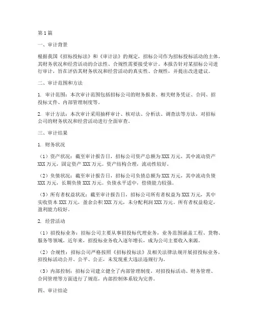 招标公司审计报告(3篇)