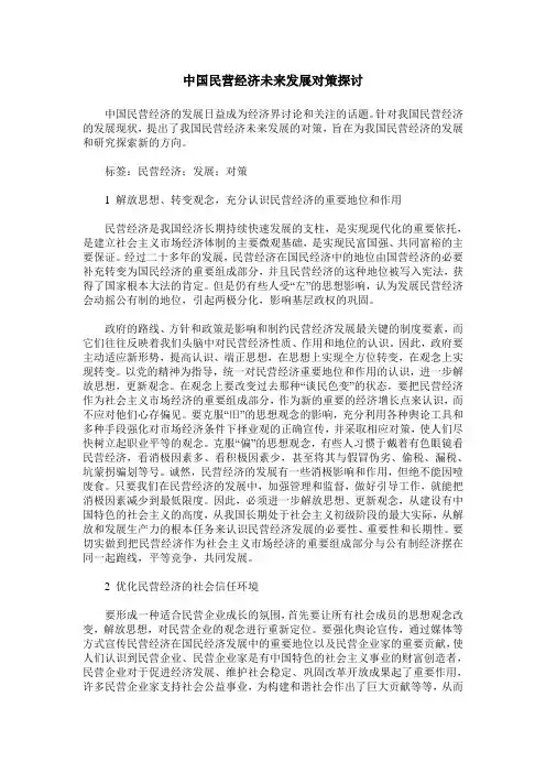 中国民营经济未来发展对策探讨