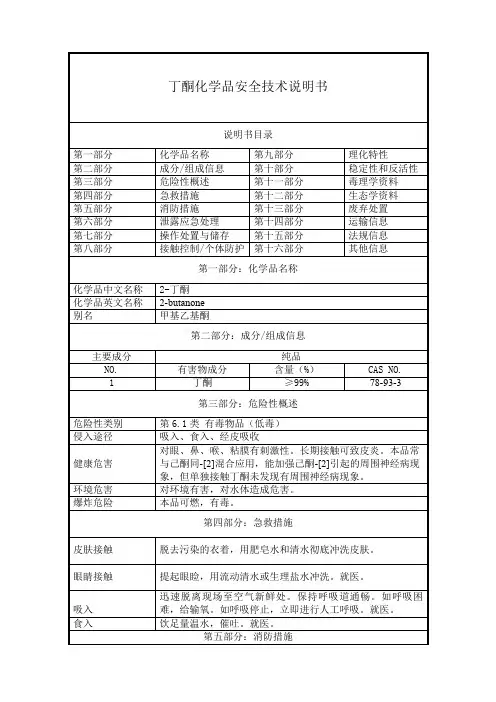丁酮化学品安全技术说明书MSDS