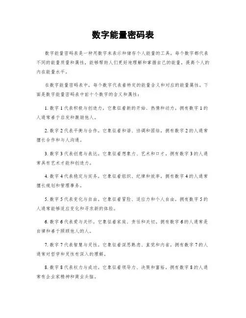 数字能量密码表