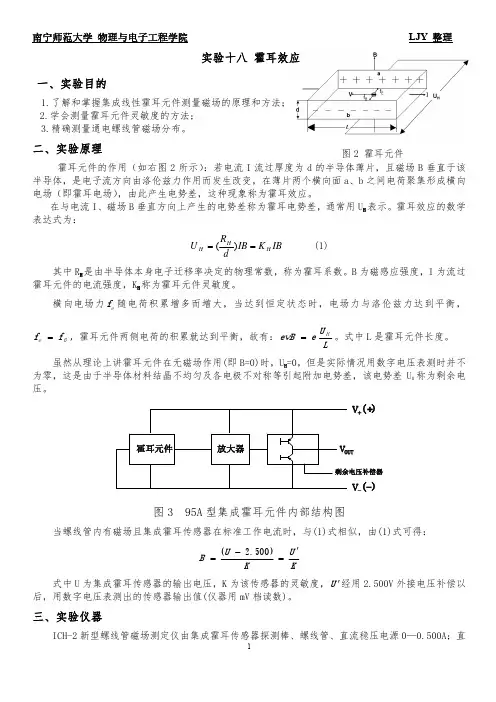 霍耳效应--螺线管磁场的测定