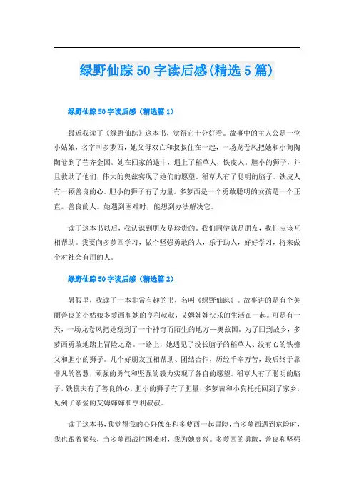 绿野仙踪50字读后感(精选5篇)