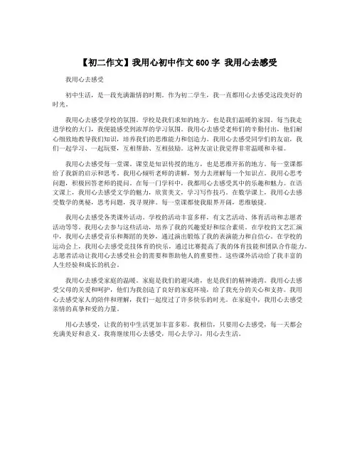 【初二作文】我用心初中作文600字 我用心去感受