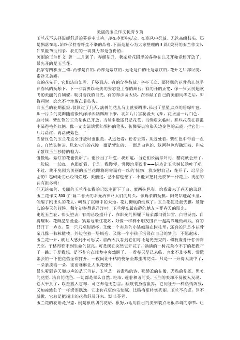 2023最新-美丽的玉兰作文优秀3篇