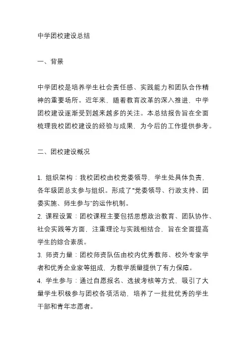 中学团校建设总结