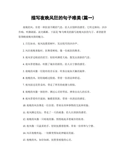 描写夜晚风狂的句子唯美(精选两篇)