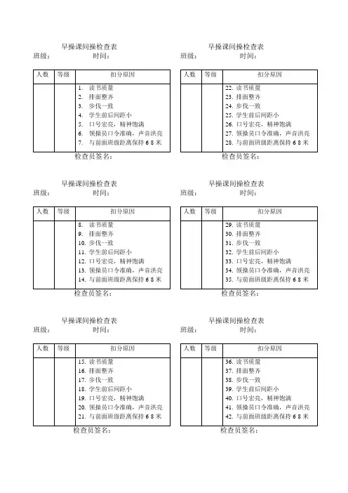 早操课间操检查表