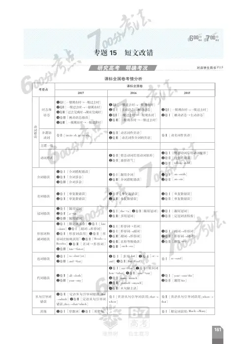 600分考点700分考法(A版)2019版高考英语一轮复习专题15短文改错(pdf)