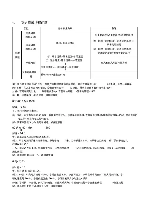(完整word版)七年级一元一次方程解决实际问题及分析答案