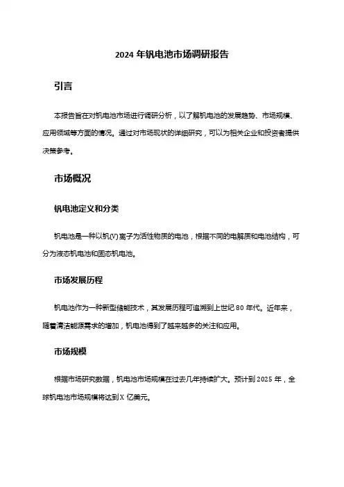2024年钒电池市场调研报告