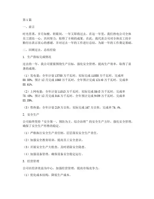 热电公司人年度总结(3篇)