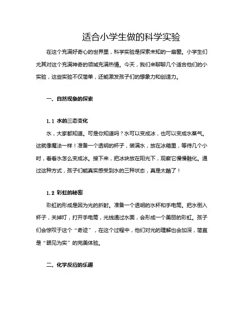 适合小学生做的科学实验