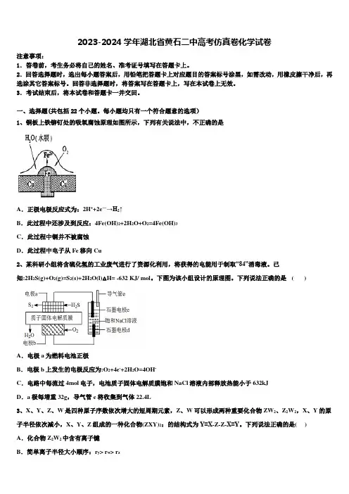 2023-2024学年湖北省黄石二中高考仿真卷化学试卷含解析