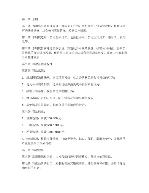 公司罚款管理制度