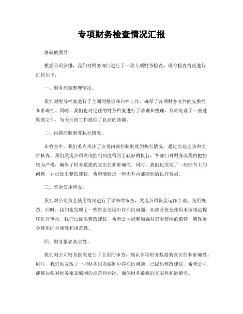 专项财务检查情况汇报