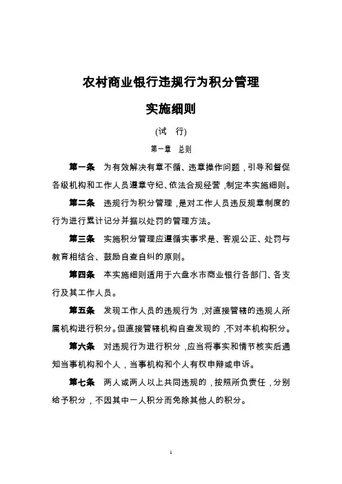 违规行为积分管理实施细则