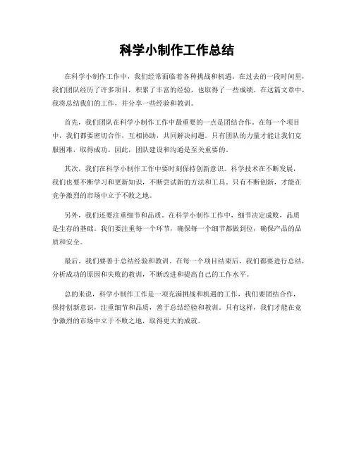 科学小制作工作总结