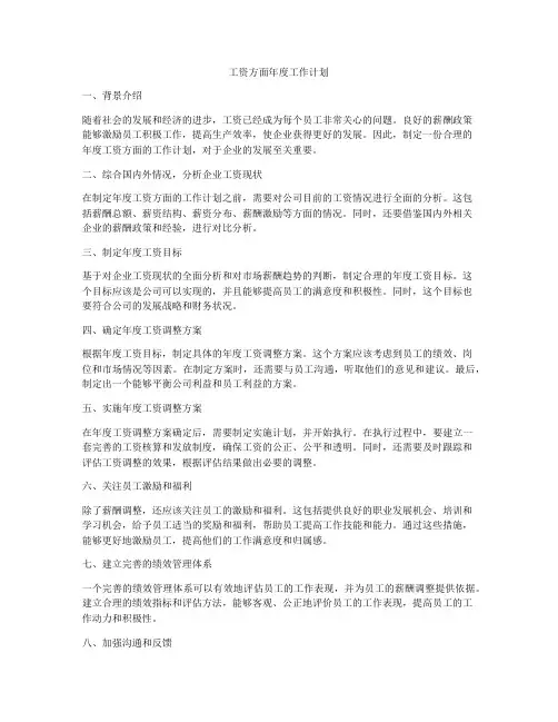 工资方面年度工作计划