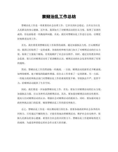 禁赌治乱工作总结