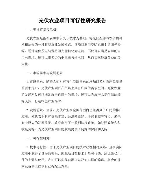 光伏农业项目可行性研究报告