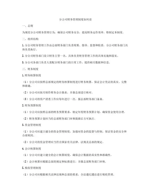 分公司财务管理制度如何设
