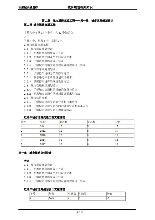 注册城乡规划师-城乡规划相关知识讲义2011