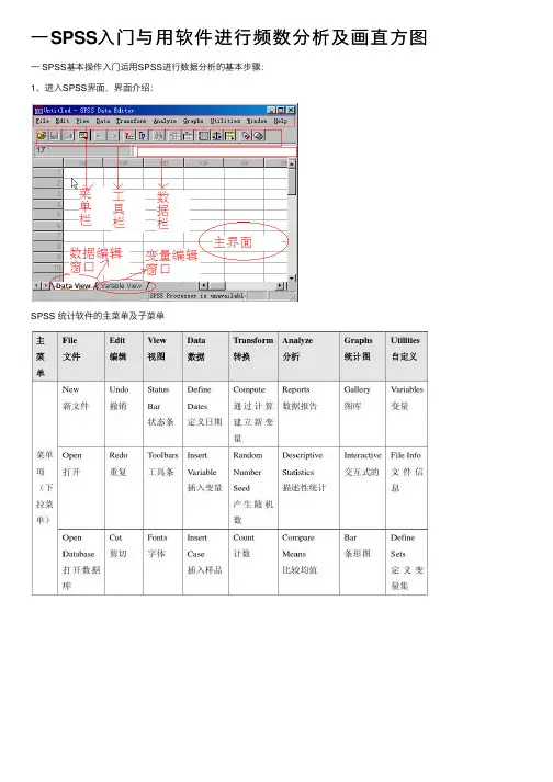 一SPSS入门与用软件进行频数分析及画直方图