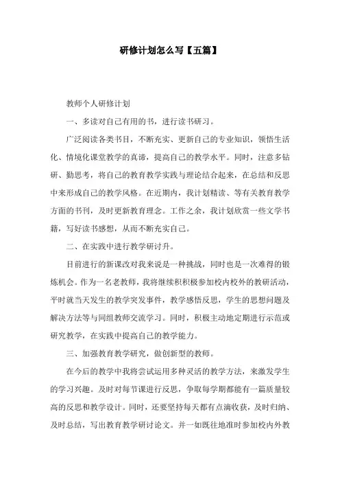 研修计划怎么写【五篇】