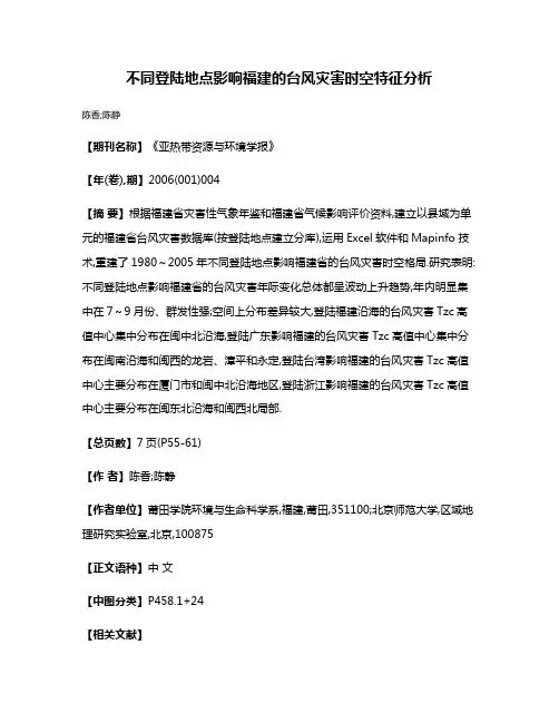 不同登陆地点影响福建的台风灾害时空特征分析