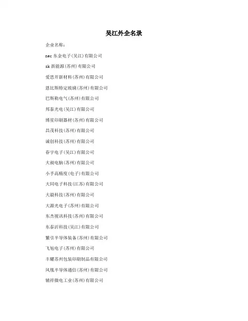 吴江外企名录