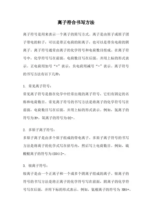 离子符合书写方法