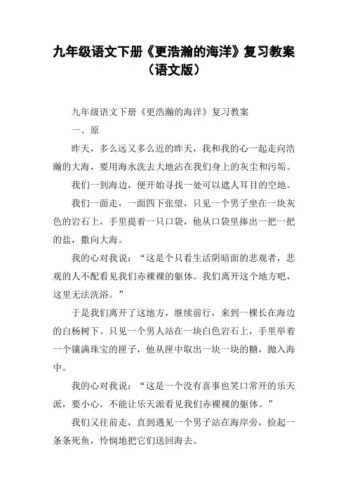 九年级语文下册《更浩瀚的海洋》复习教案(语文版)