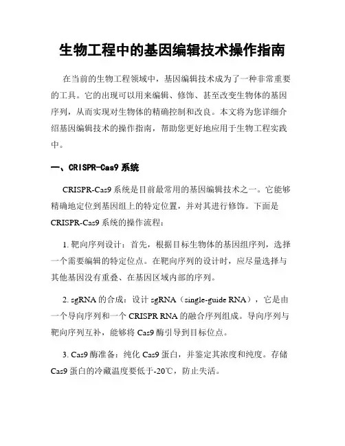 生物工程中的基因编辑技术操作指南