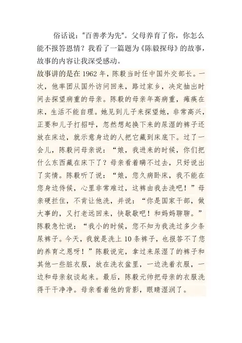 陈毅探母