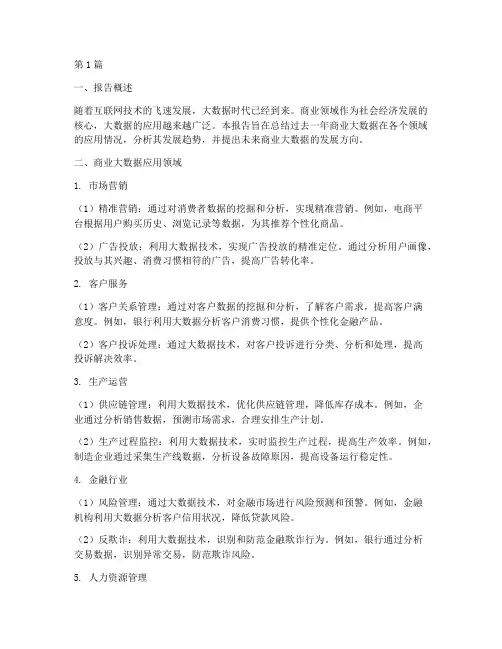 商业大数据总结报告范文(3篇)