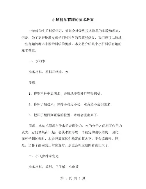 小班科学有趣的魔术教案