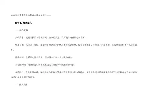 商业银行资本充足率管理办法相关 