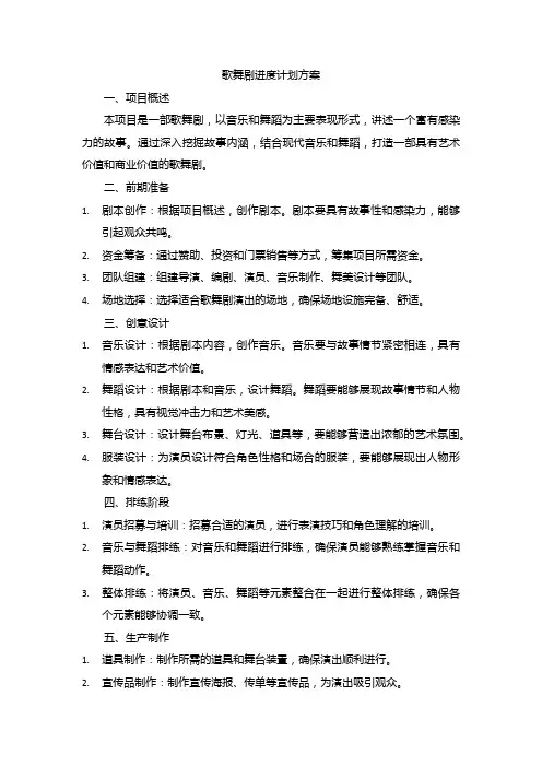 歌舞剧进度计划方案