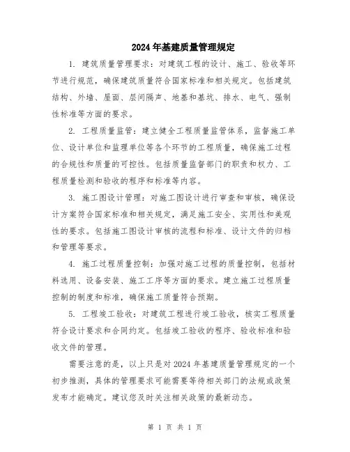 2024年基建质量管理规定