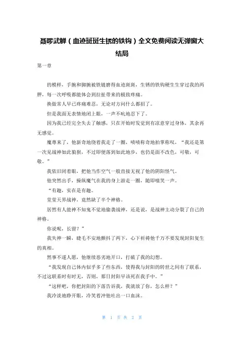 聂啰武觯(血迹斑斑生锈的铁钩)全文免费阅读无弹窗大结局