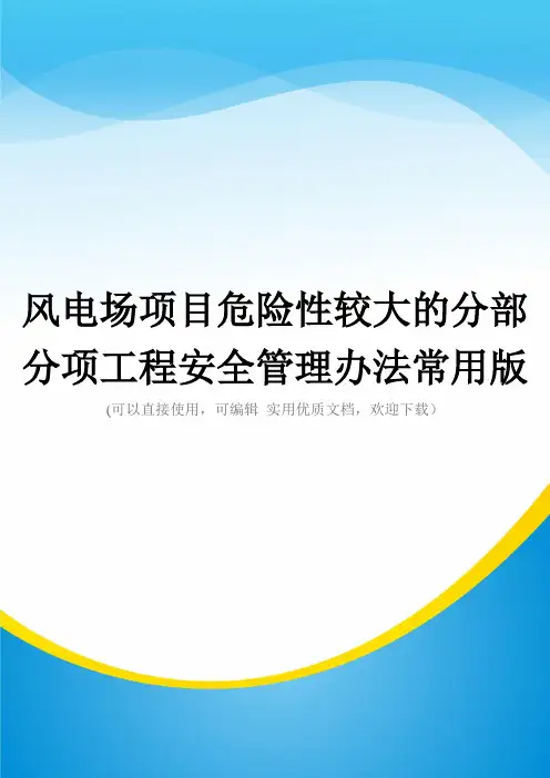 风电场项目危险性较大的分部分项工程安全管理办法常用版
