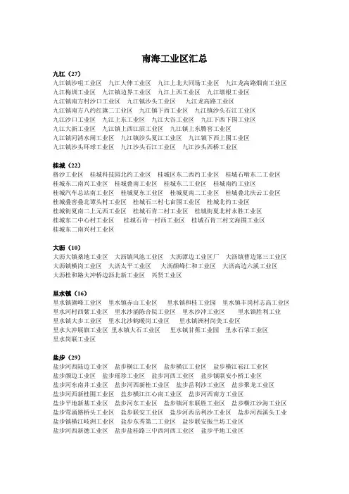 南海工业区汇总
