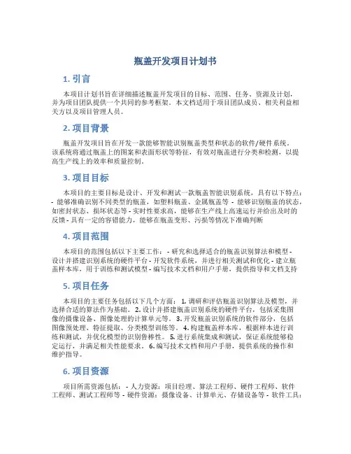 瓶盖开发项目计划书